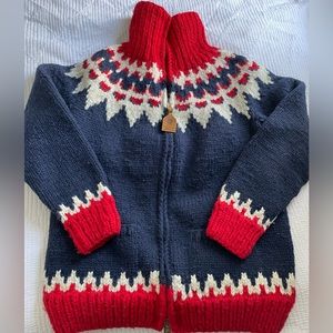 Rare J.Crew x Canadian Sweater Company 100% Wool Cardigan Fairisle Size L